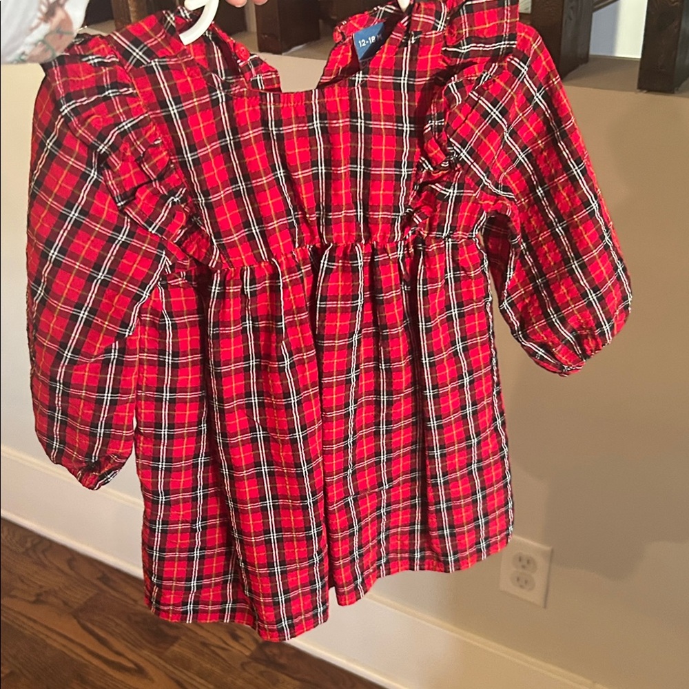 Red Plaid Ruffle Dress baby 12-18 month Christmas